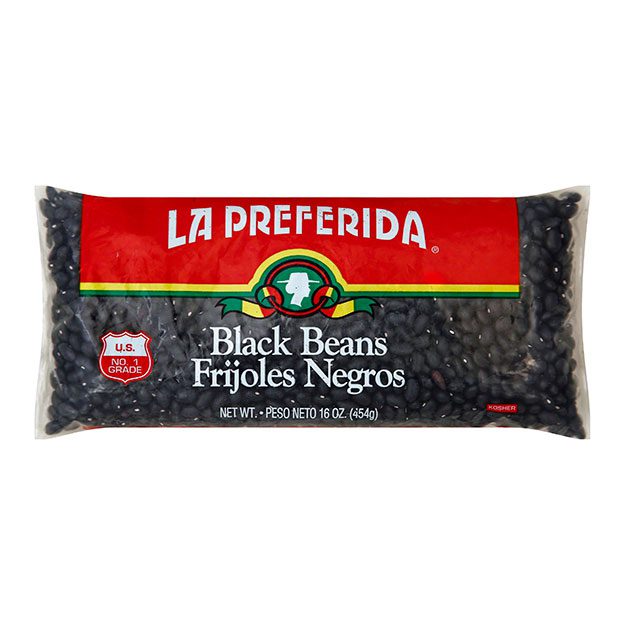 la preferida black beans, la preferida frijoles negros, la preferida dried beans, dried black beans, cello black beans, 1lb bag of beans, 1lb black beans