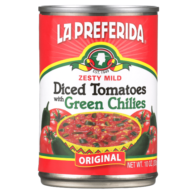 la preferida diced tomatoes with green chiles, diced tomatoes with green chiles, tomatoes with green chiles, tomatoes with green chiles, rotel, rotel alternative, rotel substitute