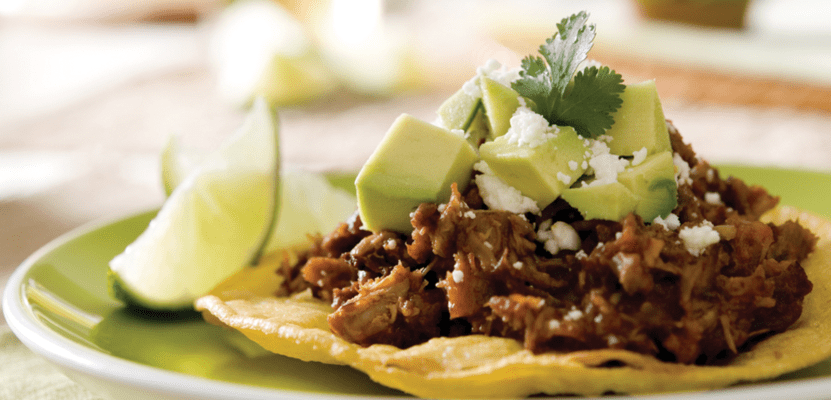 Mojo-Rubbed Pulled Pork Tostada - Header Mojo-Rubbed Pulled Pork Tostada - Header