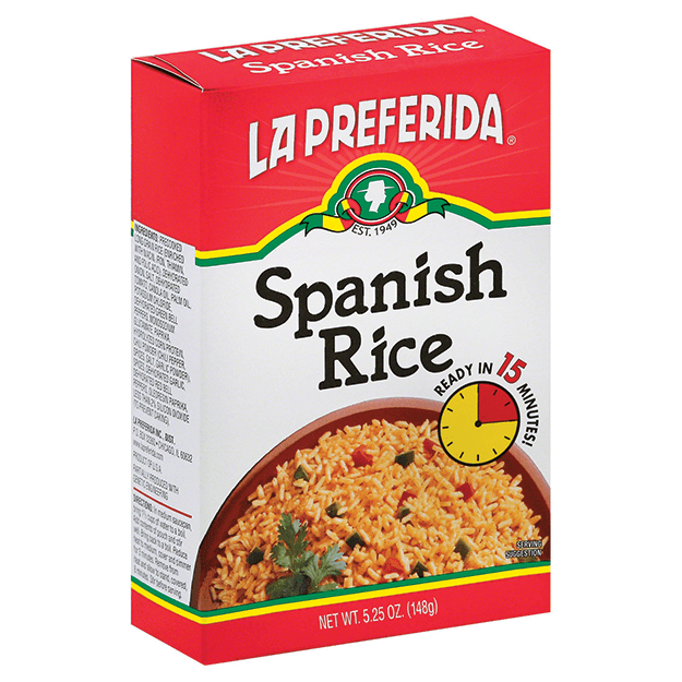 la preferida spanish rice, la preferida rice, boxed spanish rice, spanish rice in a box, spanish rice, quick cook rice, authentic spanish rice, boxed rice, quick rice, instant rice, box rice, Spanish rice box, Mexican rice box, boxed mexican rice, mexican rice in a box, rice box