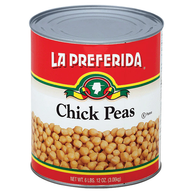 la preferida chick peas, la preferida chickpeas, la preferida garbanzos, large can of chickpeas, large chickpeas, foodservice chickpeas