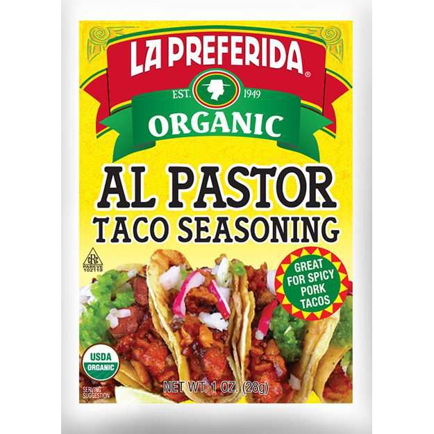 la preferida organic al pastor seasoning, la preferida organic al pastor taco seasoning, la preferida seasoning, taco seasoning, pork seasoning, beef seasoning, organic mexican seasoning, organic seasoning