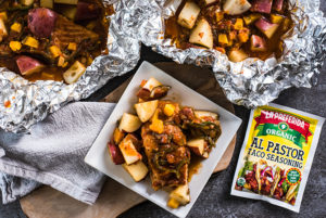 Campfire-Style Al Pastor Salmon with Potato Hash - La Preferida Recipe
