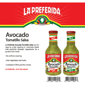 Sell Sheet Image - La Preferida Avocado Tomatillo Salsa