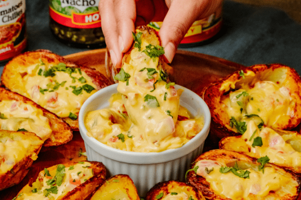 La Preferida Mini Loaded Potato Skins with Nacho Cheese Recipe La Preferida Mini Loaded Potato Skins with Nacho Cheese Recipe