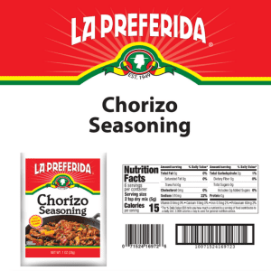 La Preferida Chorizo seasoning spec sheet image