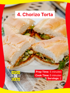 Chorizo Torta recipe, an essential for any Cinco de Mayo party spread.