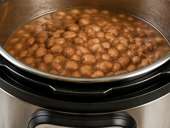 Creamy refried beans in a skillet with a wooden spoon, ready to serve as a side dish or taco filling.